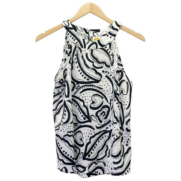 NWT C&C California Summer Linen Halter Top Black & White Print Size Small NEW - Picture 5 of 13
